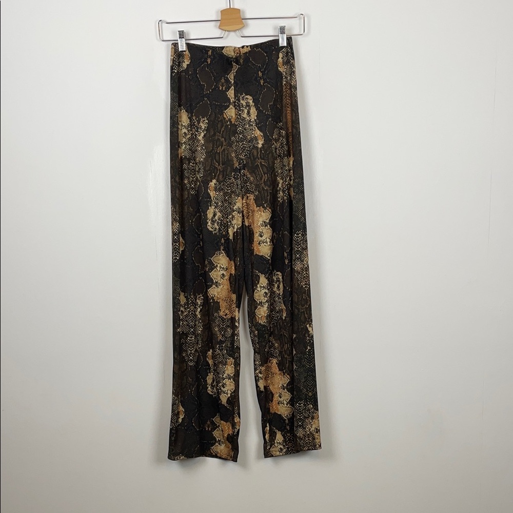 Zara Basic Stylish Snakeskin Print Wide Leg Pullon Women's S Jersey Stretch Pant